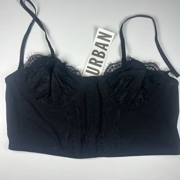 Urban Outfitters Pull Over Corset Top Size S Black NWT New With Tags - Picture 3 of 11